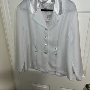 Elegant White Satin Blazer Pride & Joy new nwt 18 petite bride bridal wedding